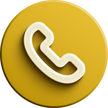 Yellow round 3D phone icon